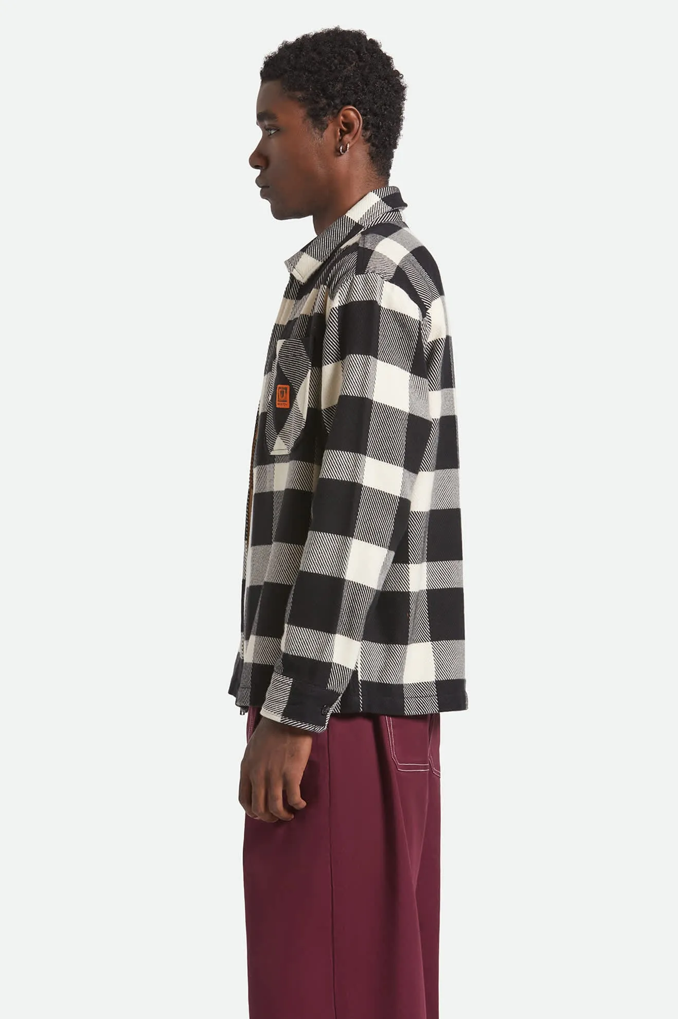 Coffee Run Dressy look Union Full Zip Flannel - Off White/Black