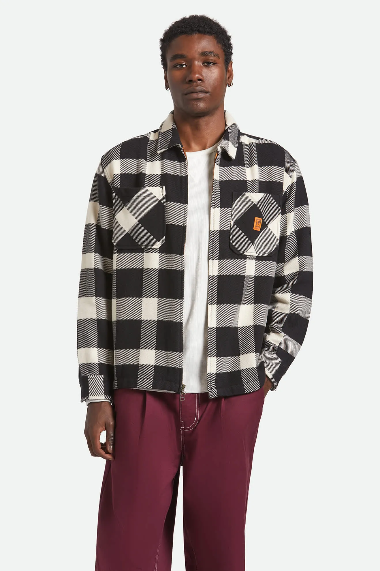 Lightweight Feel Union Full Zip Flannel - Off White/Black