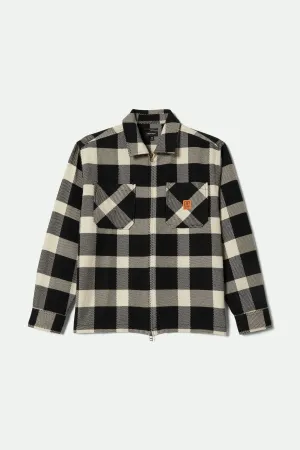 Union Full Zip Flannel - Off White/Black Floral Motif