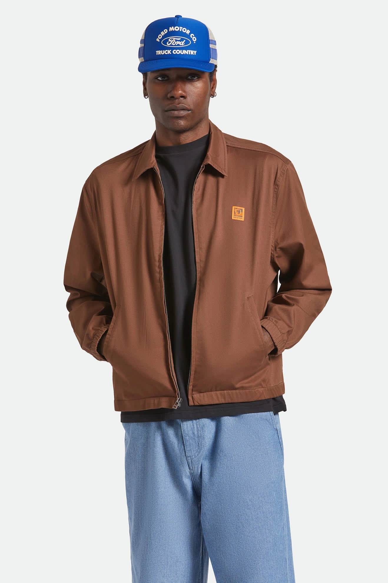 Commuter Style Easy Care Fabric Union Relaxed Harrington Jacket - Pinecone Brown