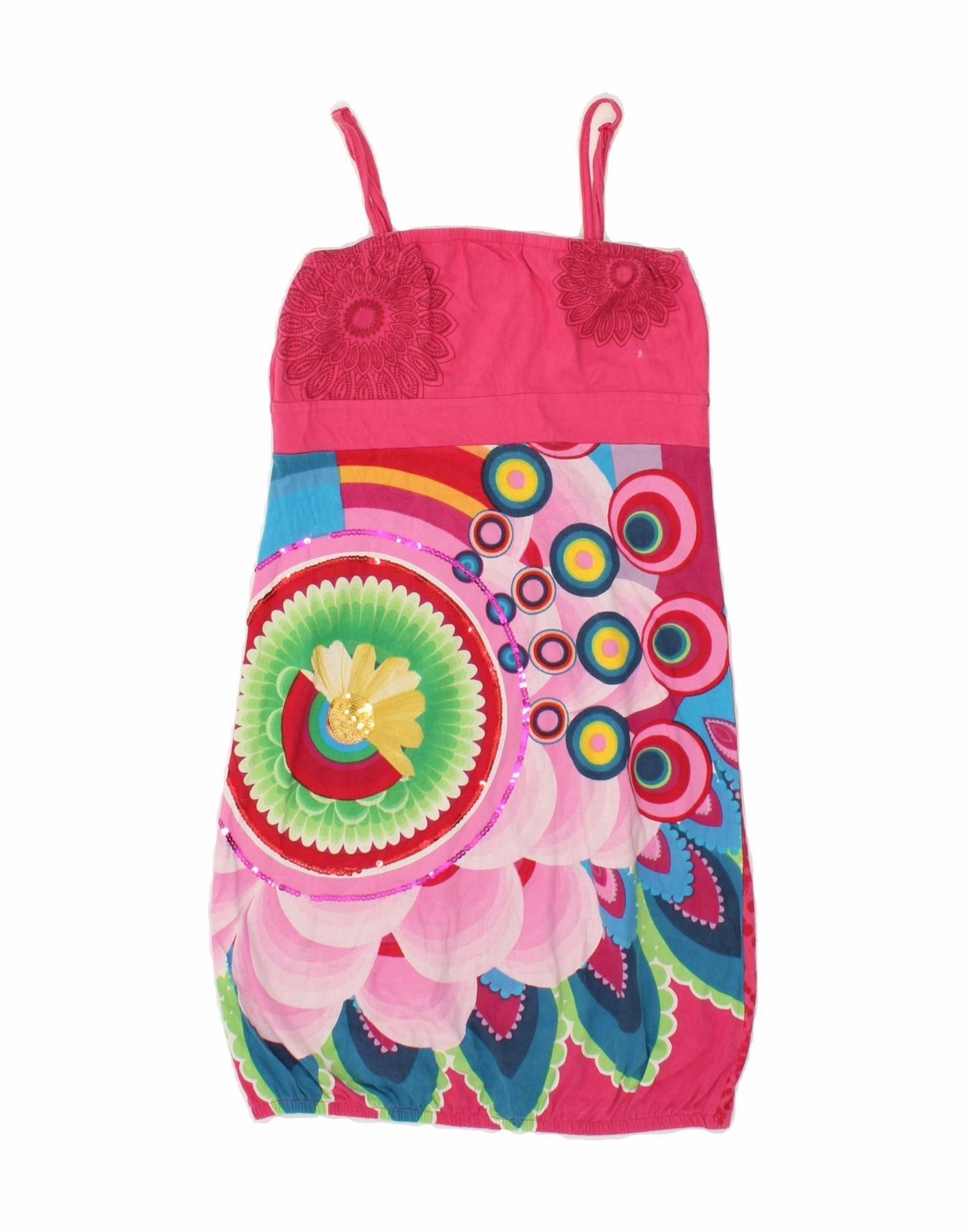 NoiseFreeFabric Statement-Piece DESIGUAL Girls Graphic Sleeveless Bubble Dress 13-14 Years Pink