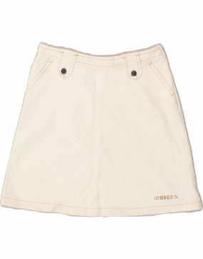 ICEBERG Girls Graphic Denim Skirt 11-12 Years W25  Off White Cotton Dreamy Touch Natural Layers