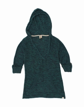Fall Mood ROXY Girls Hooded Jumper Dress 7-8 Years Medium Green Flecked Cotton