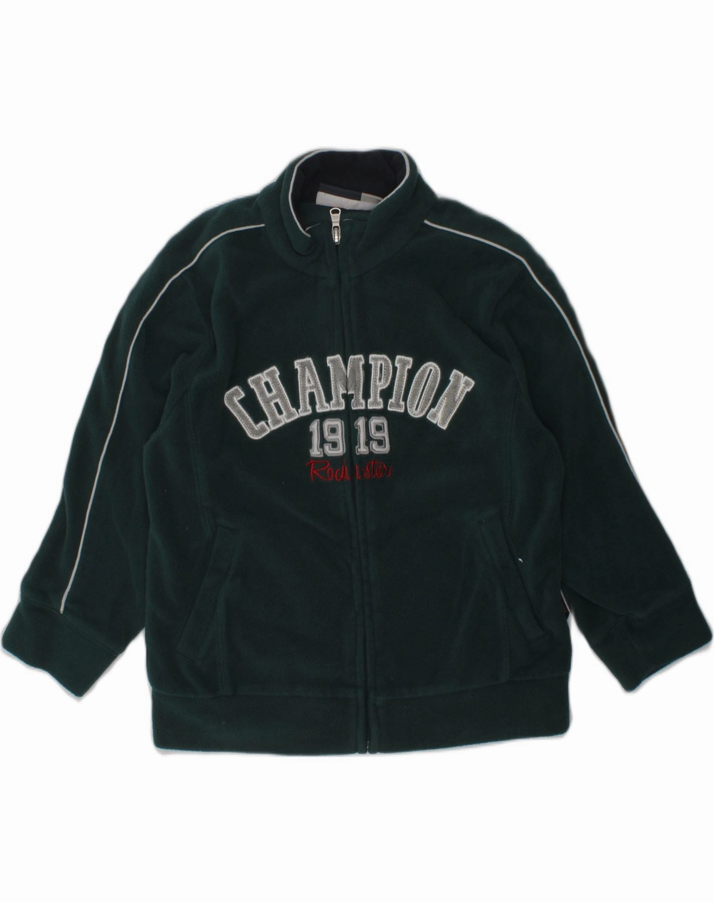 Sporty Style Weekend Escape CHAMPION Boys Graphic Fleece Jacket 5-6 Years XS Green Polyester