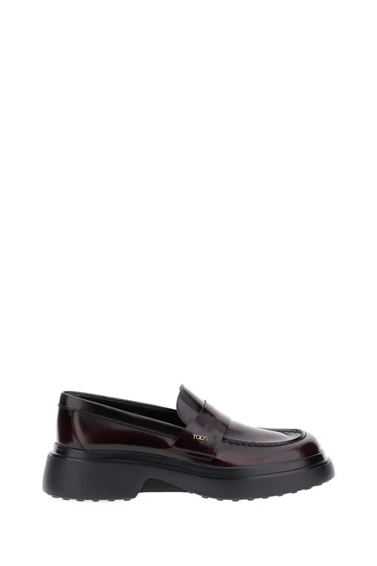Heel Fit French Design Burgundy Leather Moccasin With Logo Detail
