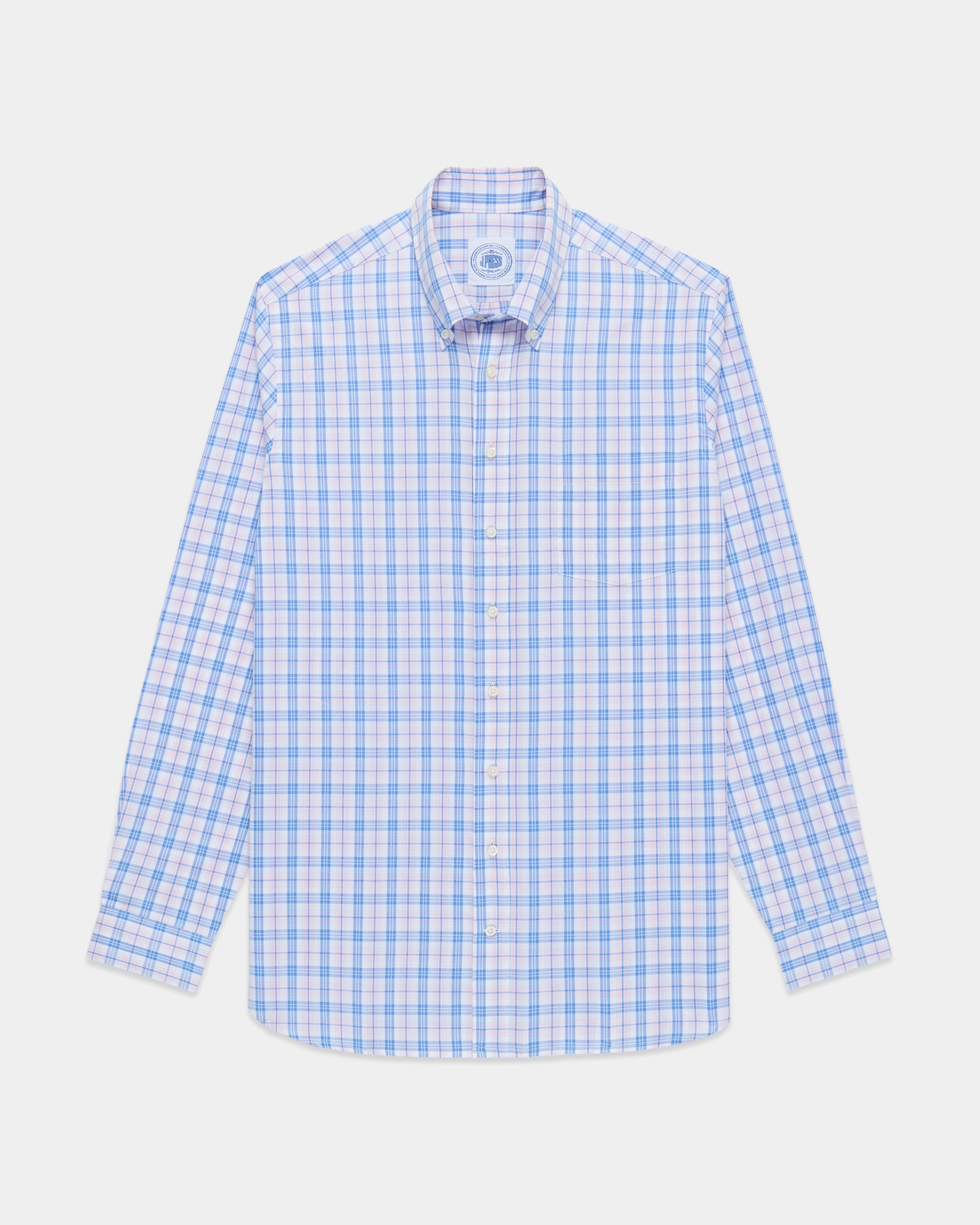 Blue & Pink Windowpane Sport Shirt - Classic Fit City Exploration adult clothing