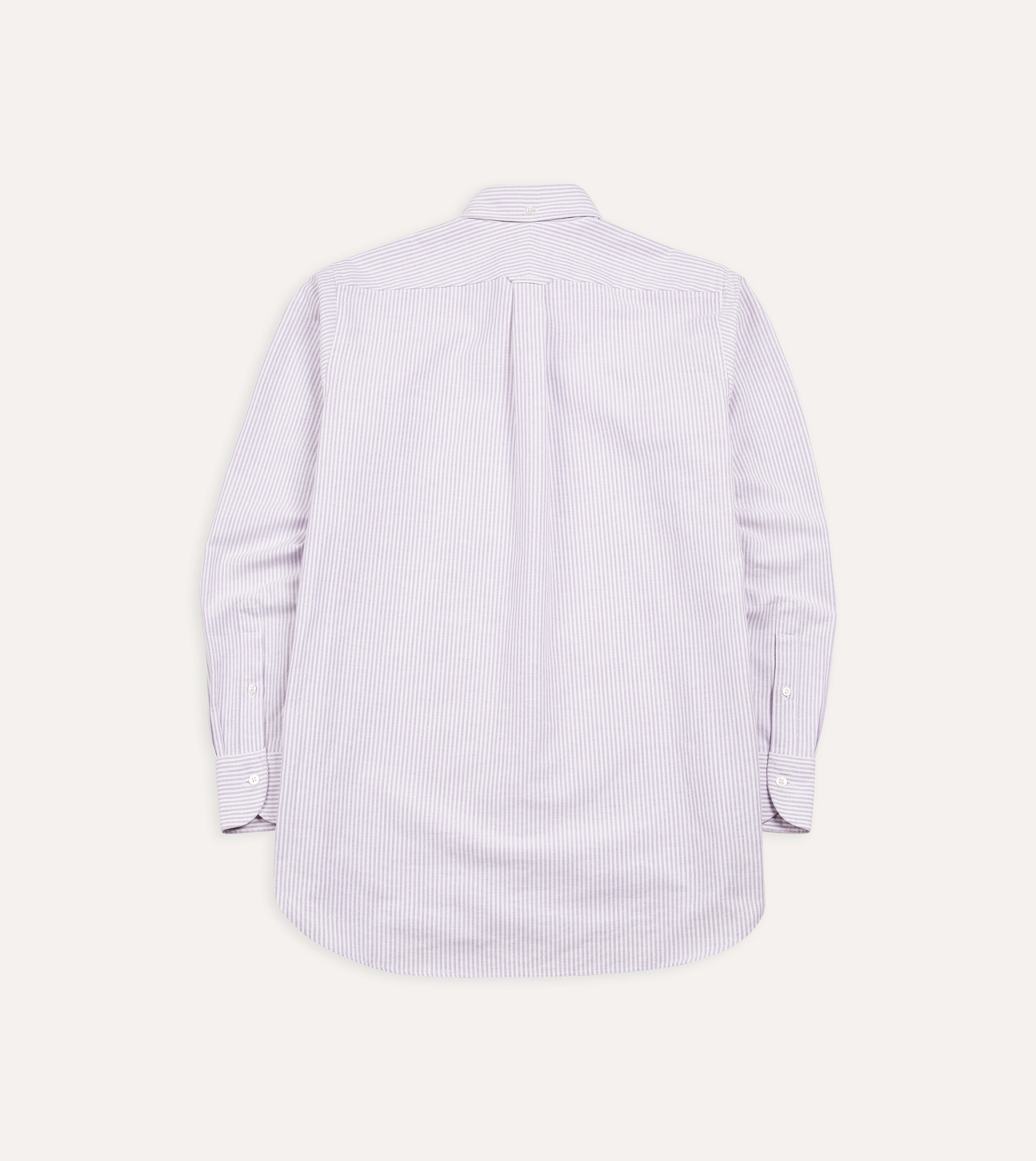 High-End Look Waffle Weave Lilac Ticking Stripe Cotton Oxford Cloth Button-Down Shirt