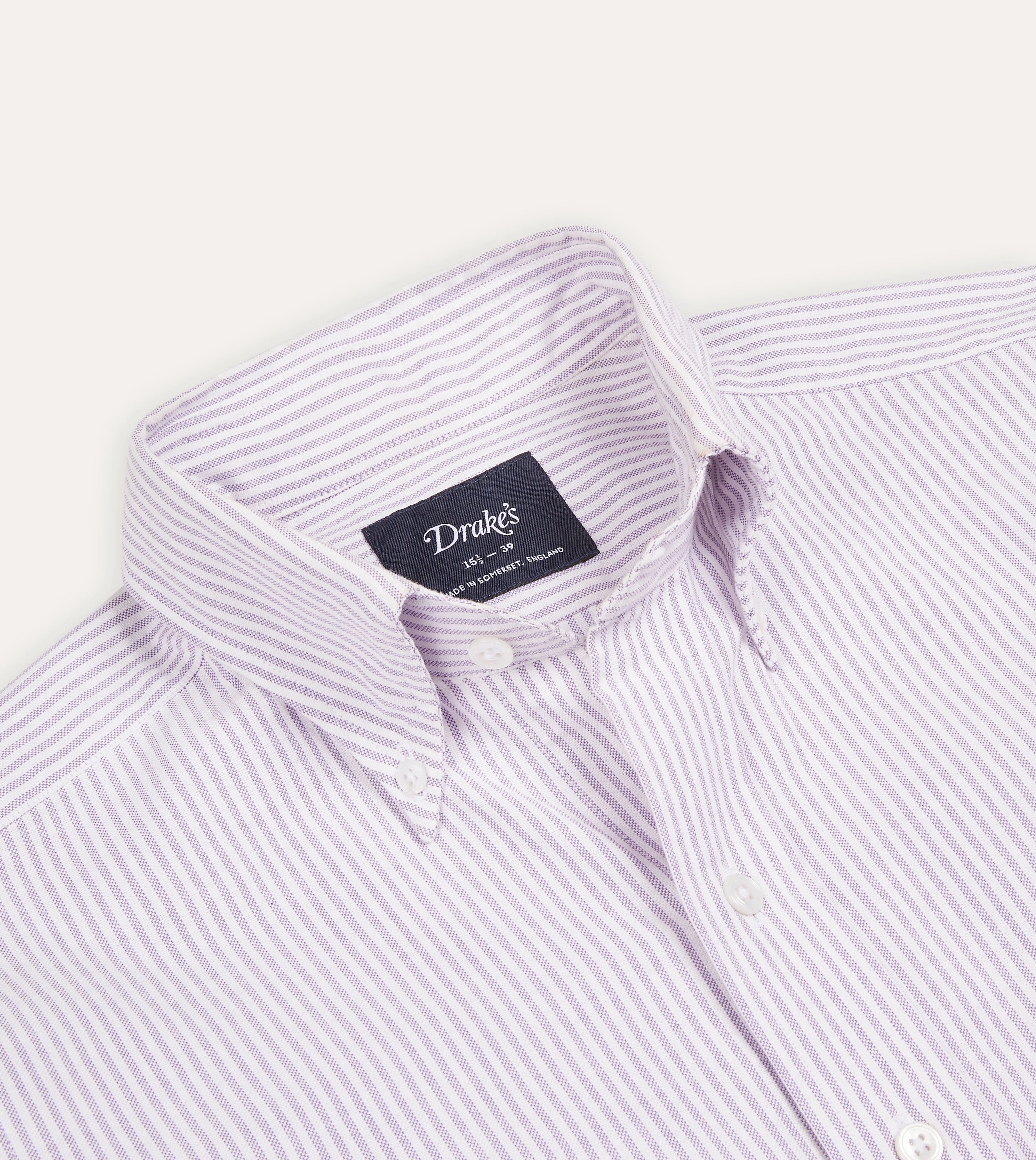 Lilac Ticking Stripe Cotton Oxford Cloth Button-Down Shirt Sheer Panel Vibrant color