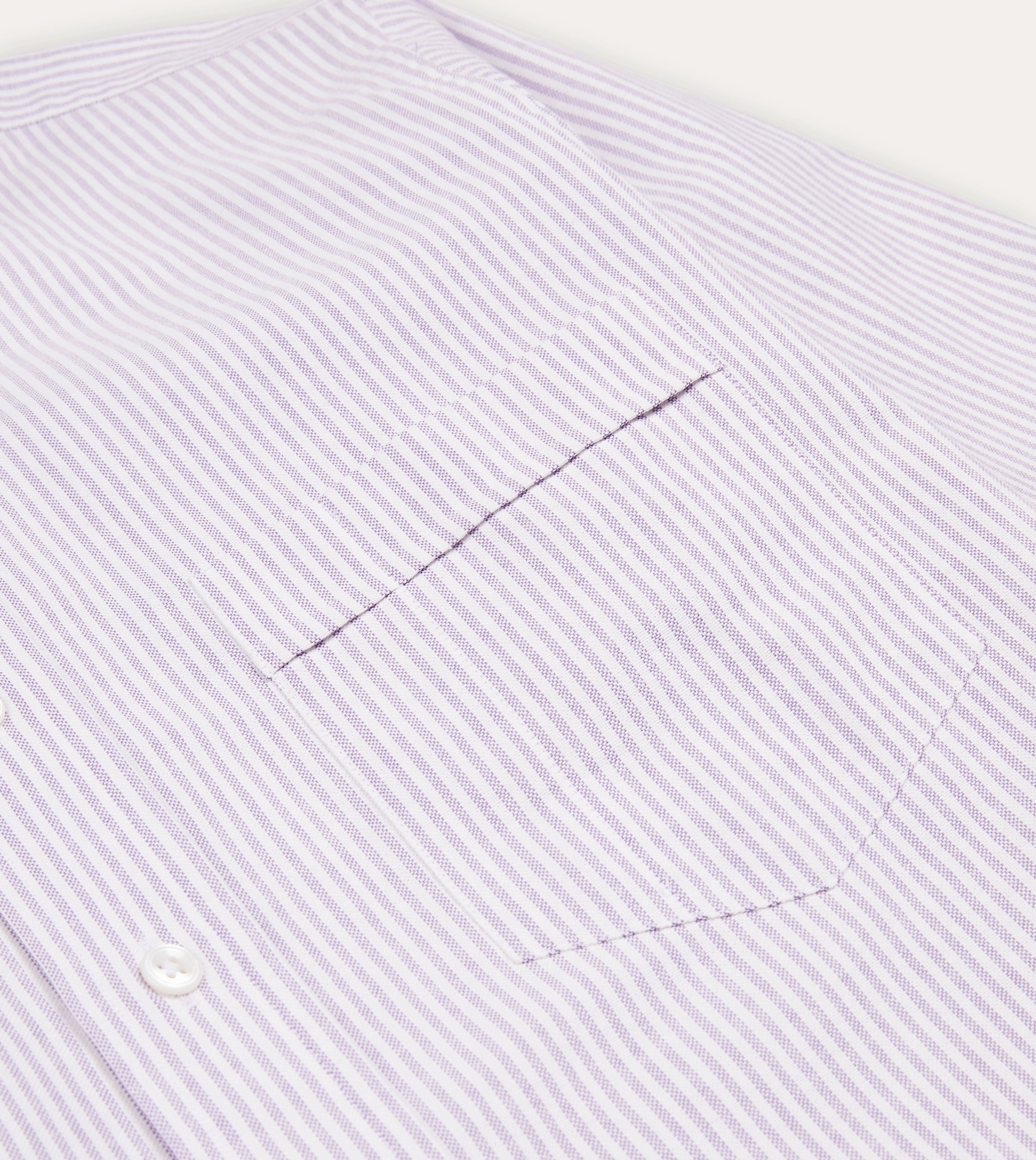 Essential Wardrobe Lilac Ticking Stripe Cotton Oxford Cloth Button-Down Shirt