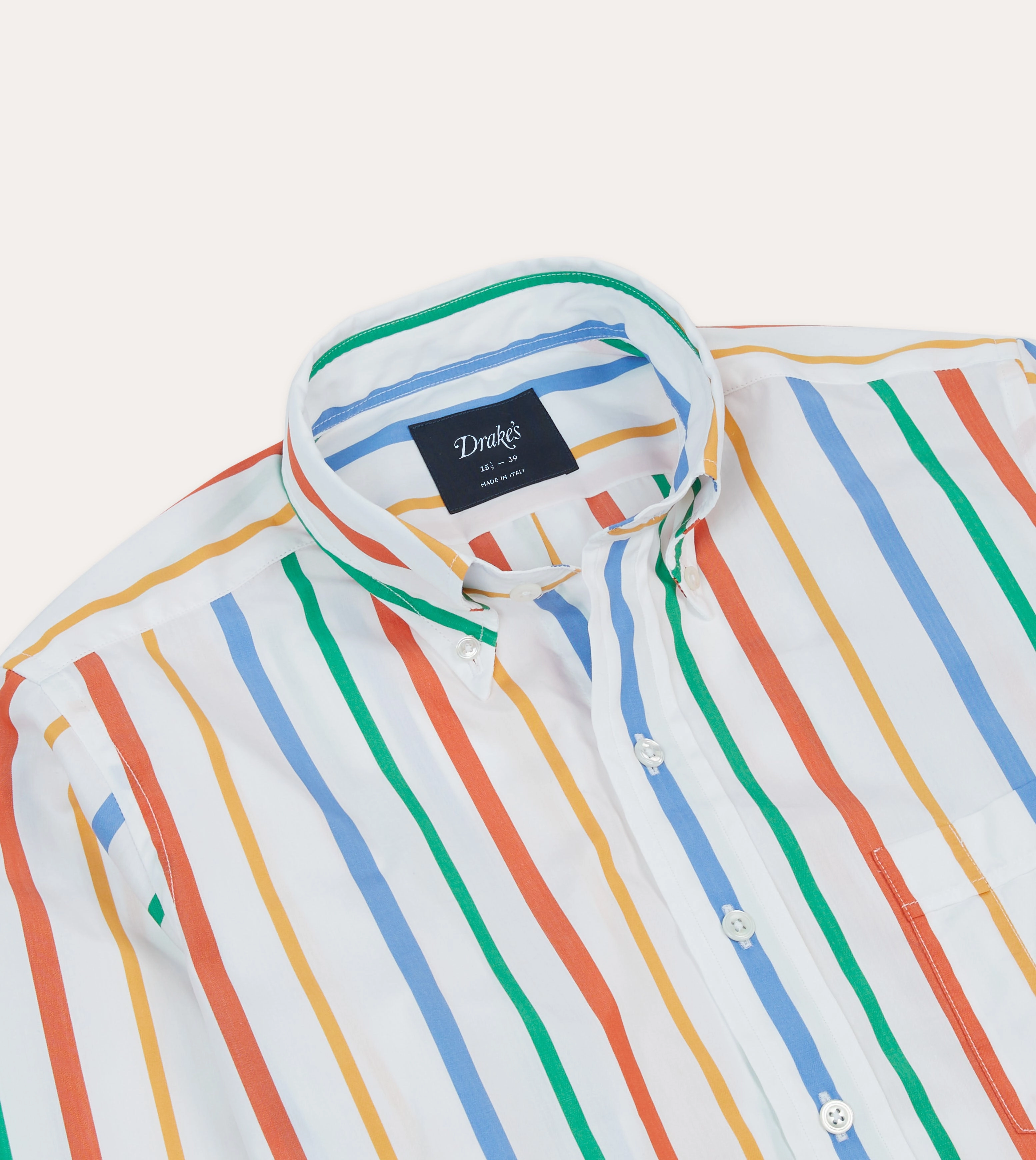 Multi Stripe Poplin Button-Down Shirt V-neck style Comfortable Fabric