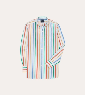 Multi Stripe Poplin Button-Down Shirt Fall Foliage Neutral Tones