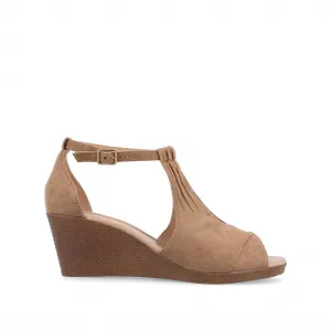 Trend Mode Toe Open Women's Comfort Kedzie Wedge Sandals - Medium In Taupe