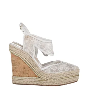 Walking Height Unisex Appeal Nicholas Kirkwood High Heel Lace Wedges in Cream Synthetic