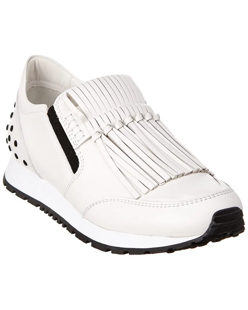 TOD??s Fringe Leather Slip-On Sneaker, 37 Supportive Walk