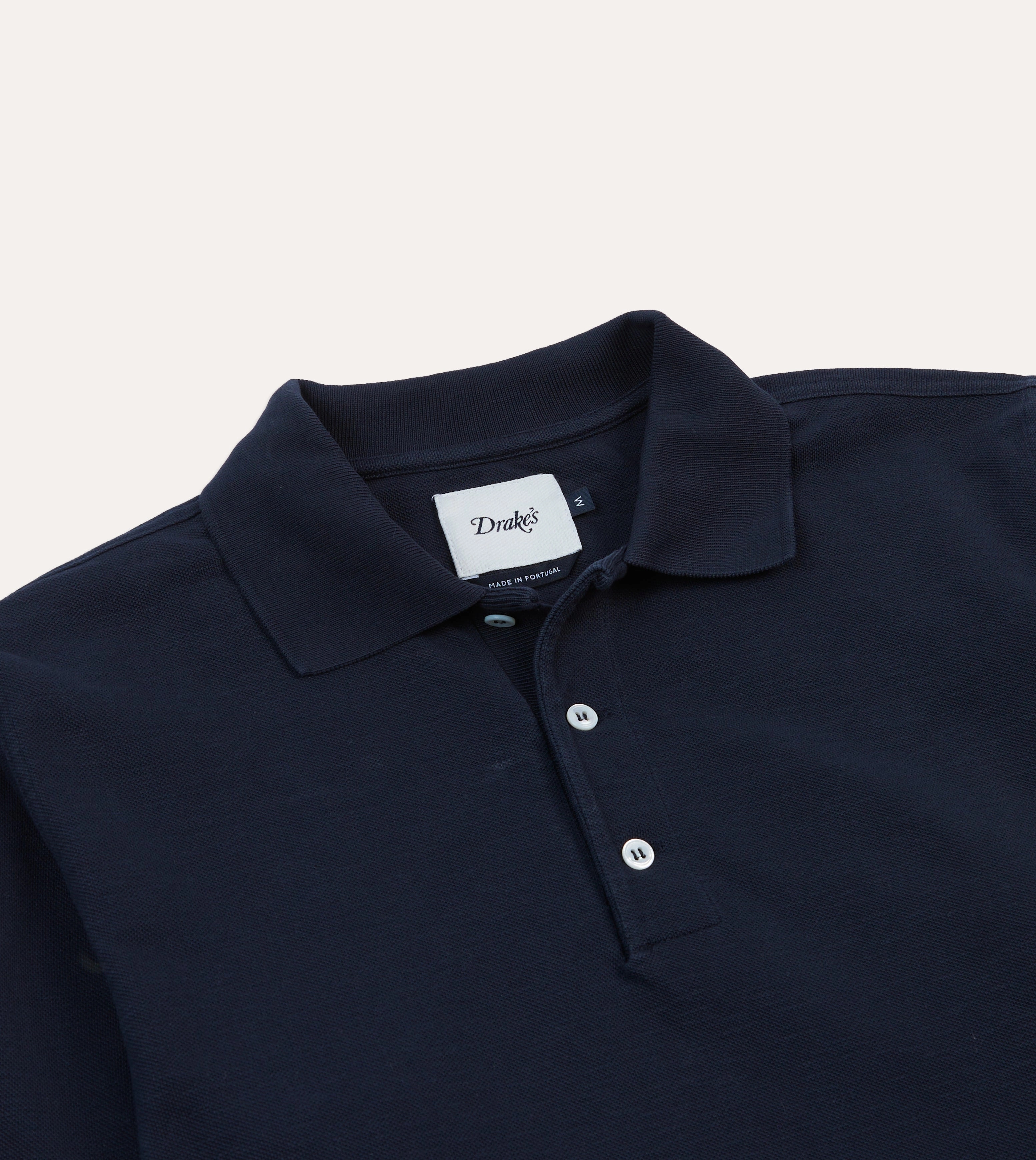 product gift wrapping Comfortable Layer Navy Pique Cotton Long-Sleeve Polo Shirt