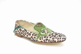 Ottoman Moccasin In Cream/green Leopard Trendy Slip-on Footwear Cushioned