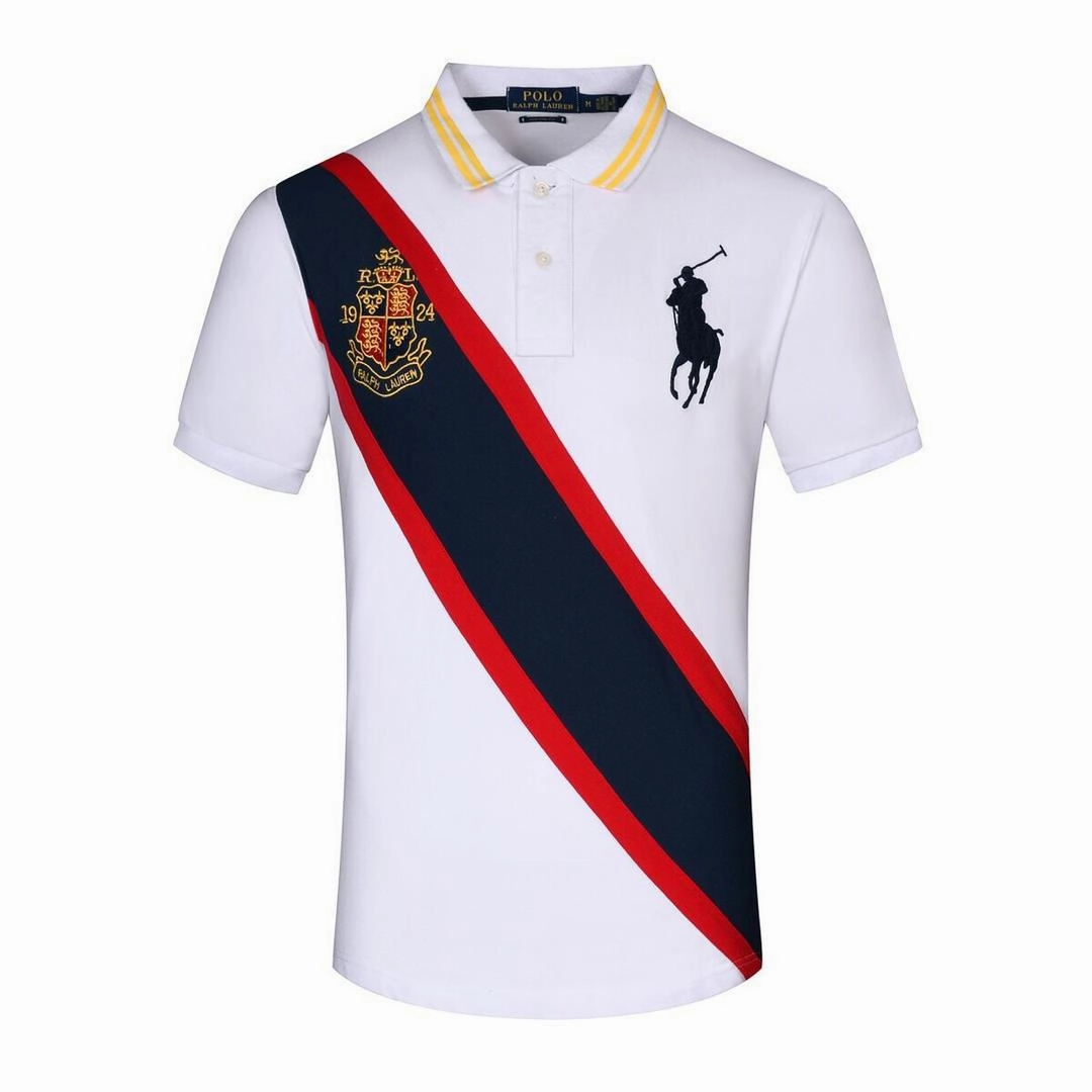 Polo Ralph Lauren Big Pony And Badge Vertical Stripe White Men Polo Slim Fit Cut Sporty essentials