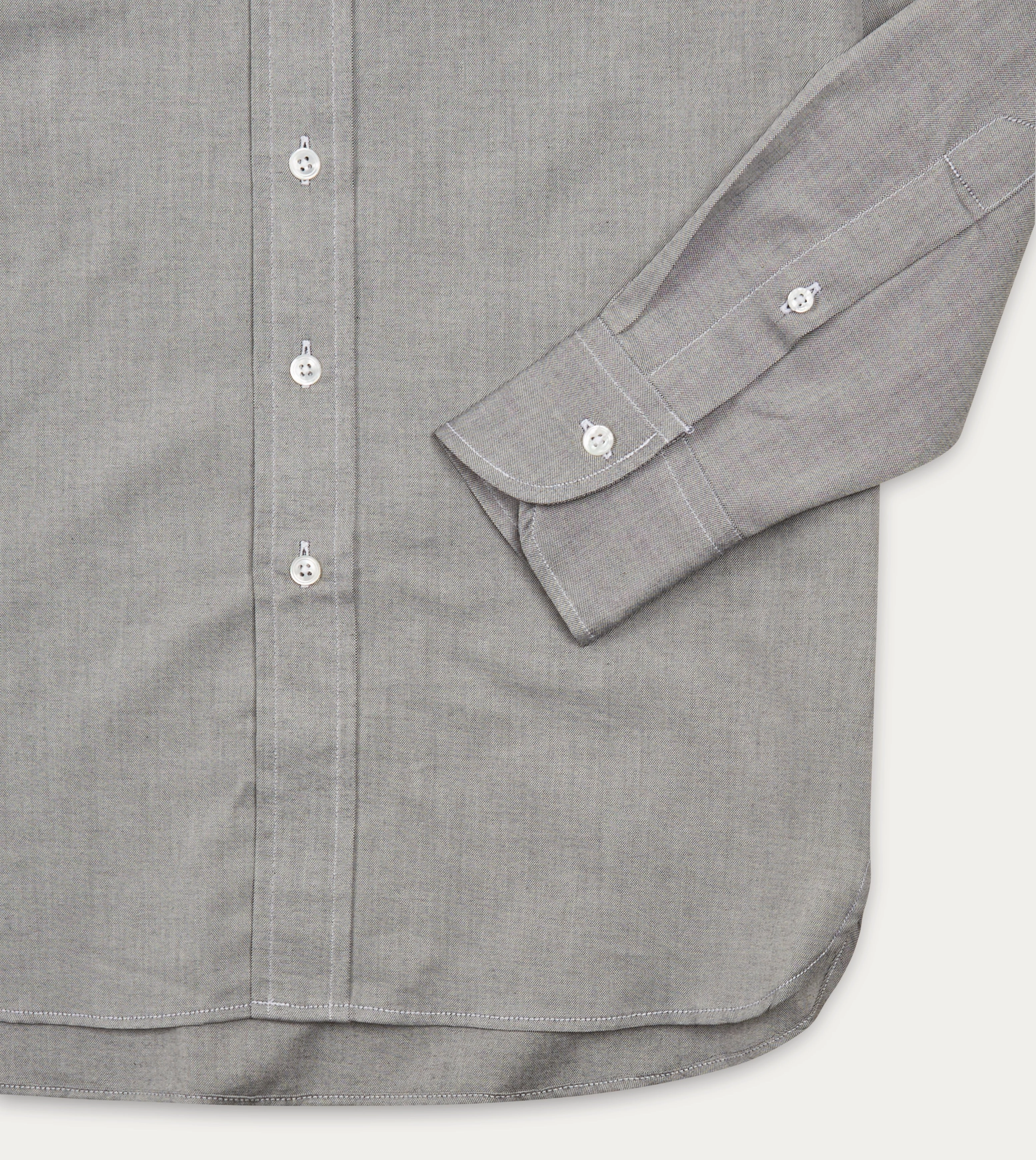 Smooth zipper closure Warm Layers Grey Pinpoint Oxford Cotton Cloth Button-Down Shirt
