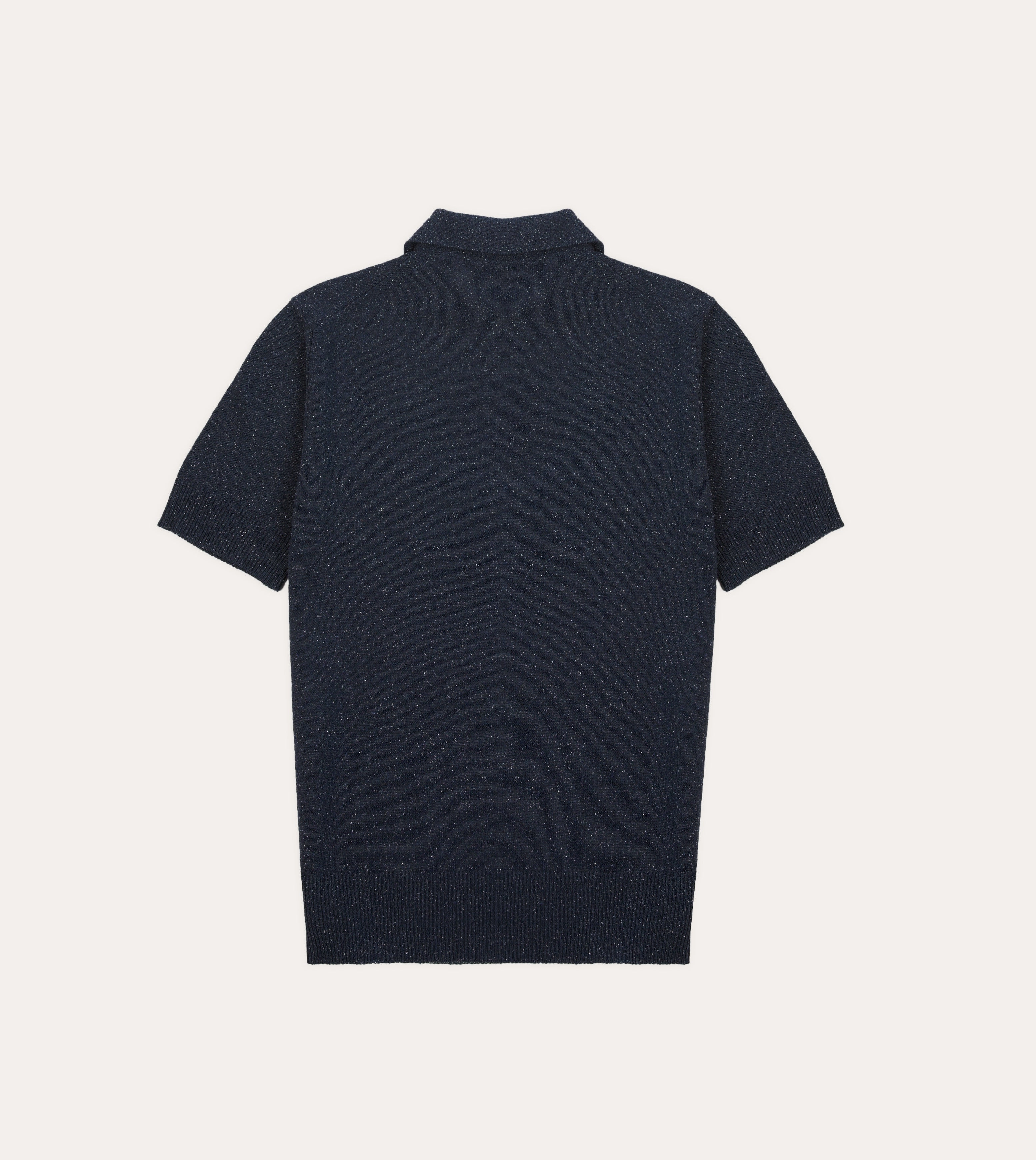 Navy Knitted Silk Short-Sleeve Polo Shirt Light Jacket