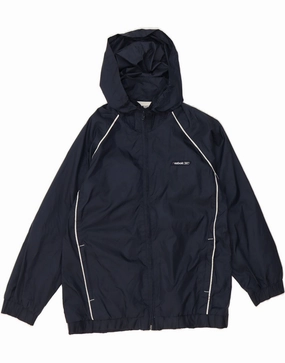 Full Zip Closure REEBOK Boys Hooded Rain Jacket 13-14 Years Navy Blue Nylon