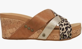 Easy Pair Hero Step Women's Amuse Slip On Wedge Sandal In Leopard