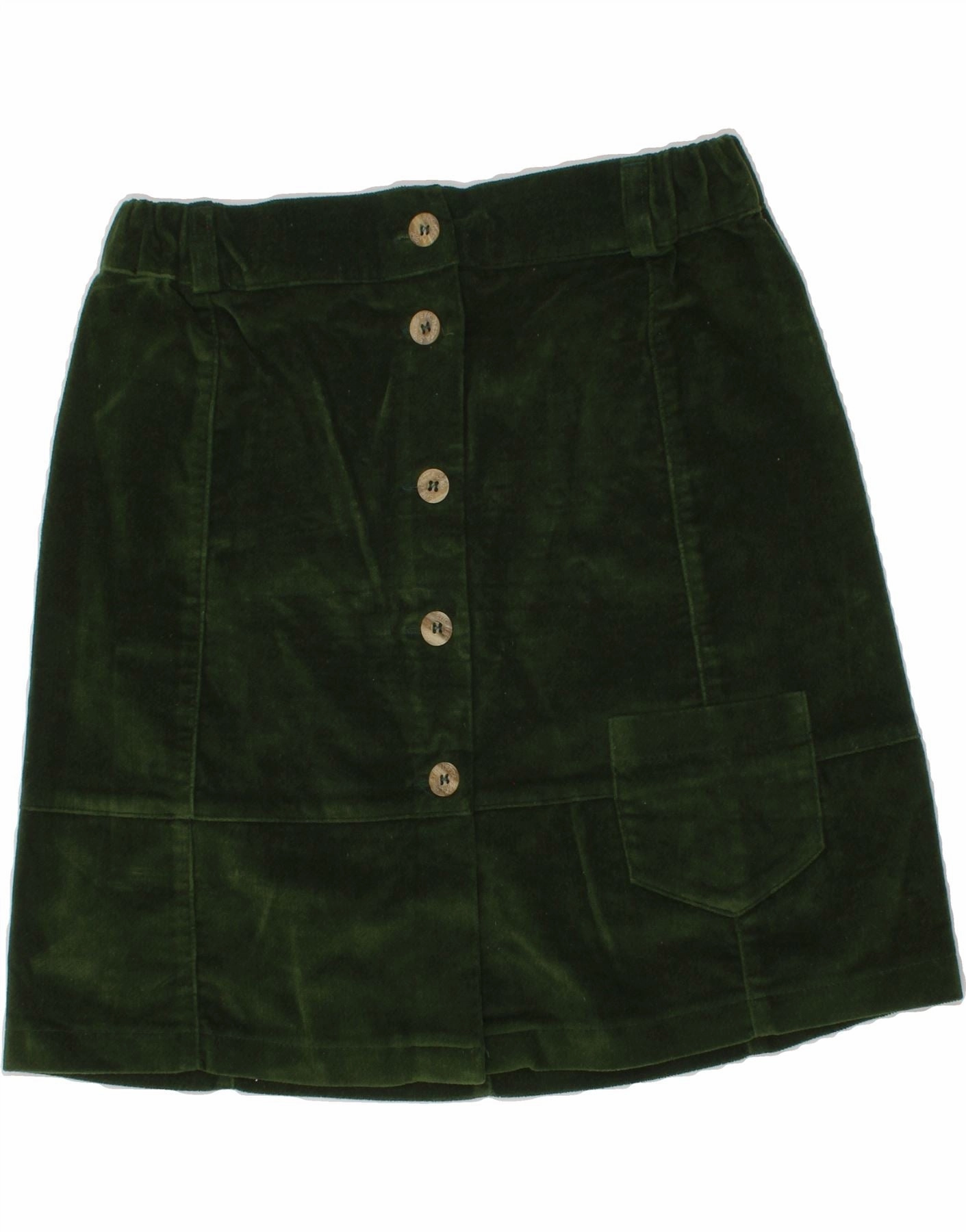 Fashion Layers VINTAGE Girls Velvet Mini Skirt 11-12 Years W24 Green Cotton