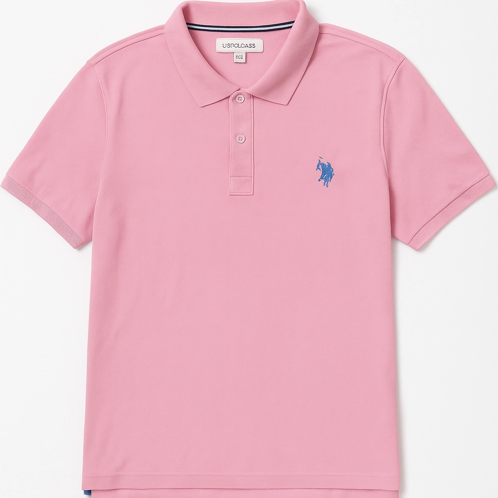 Midweight Knit Everyday Casual Uspa Assn Men Pink Polo
