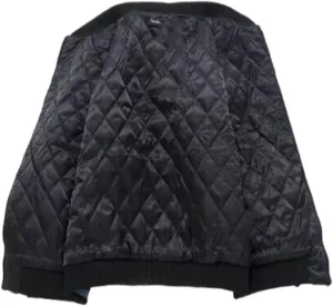 USTZFTBCL Vintage Carp Embroidered Baseball Jacket Loose Couples BF Style Satin Bomber Coat Trendy Satin Bomber Jacket
