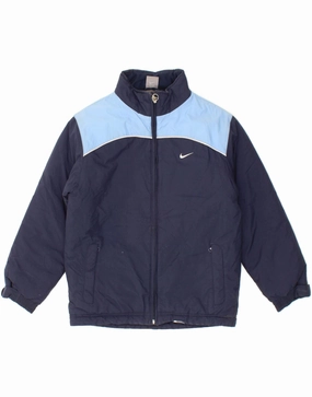 NIKE Boys Rain Jacket 8-9 Years Small  Navy Blue Colourblock Nylon Tear Resistant size - inclusive
