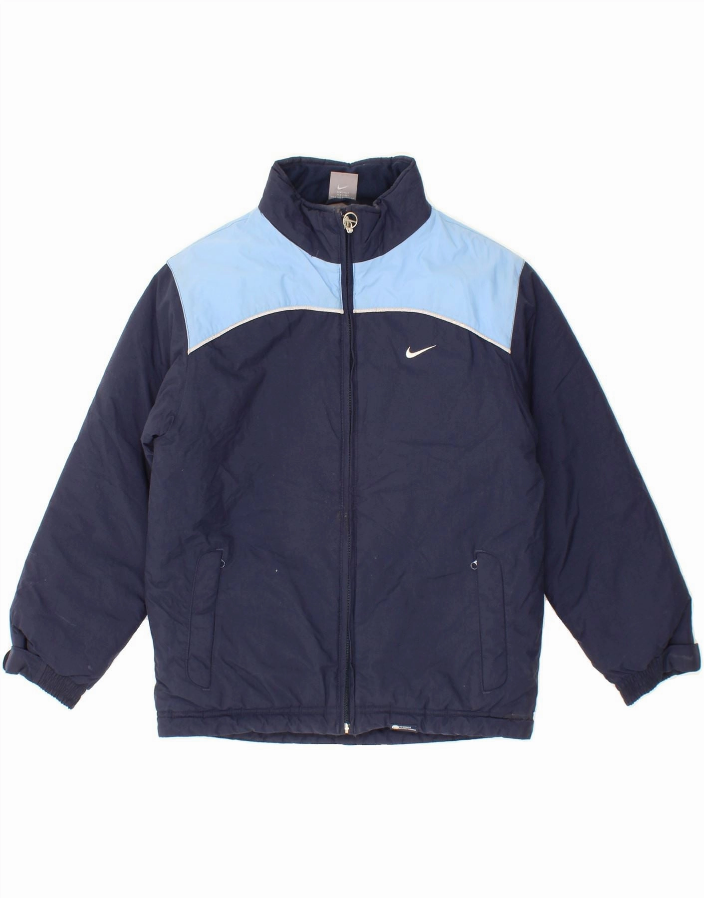 NIKE Boys Rain Jacket 8-9 Years Small  Navy Blue Colourblock Nylon Tear Resistant size - inclusive