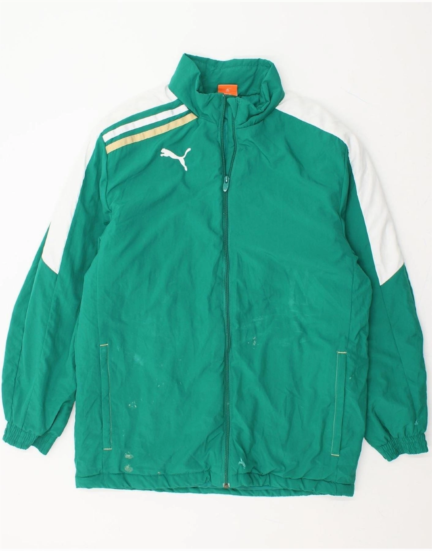 PUMA Boys Windbreaker Jacket 15-16 Years Green Colourblock Polyester Skiing Grow