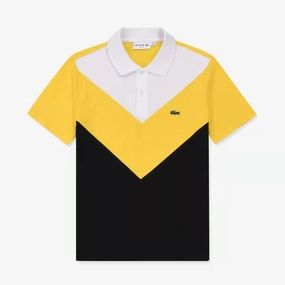 Lacoste Yellow Polo Dimensional Stability Weave Effortless Look