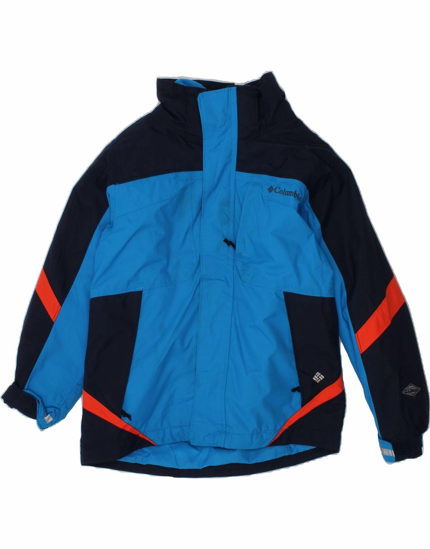 COLUMBIA Boys Interchange Windbreaker Jacket 6-7 Years Blue Colourblock Cold Wind Streetwear Style