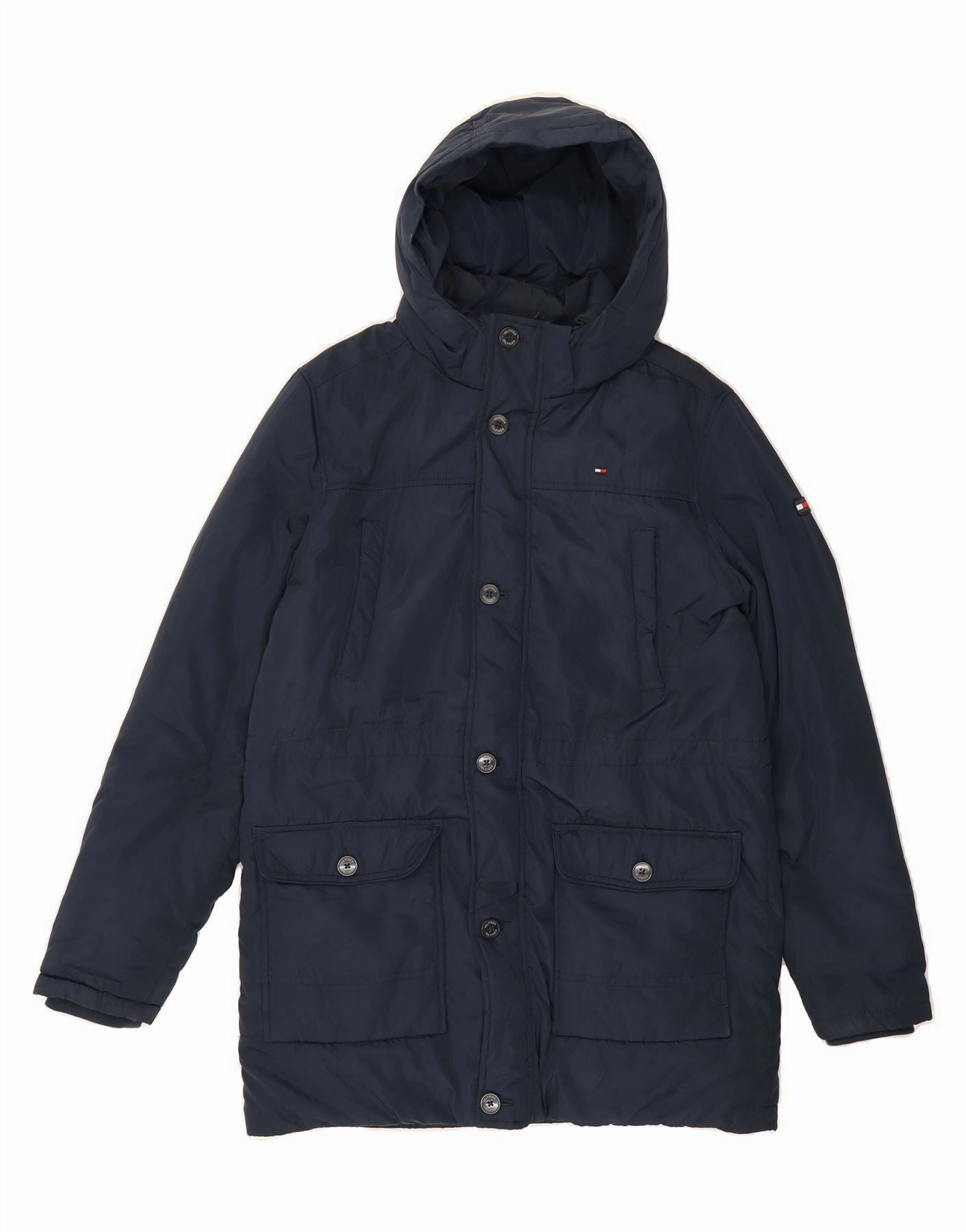 Low Bulk Design Fedora TOMMY HILFIGER Boys Hooded Padded Coat 15-16 Years Navy Blue Polyester