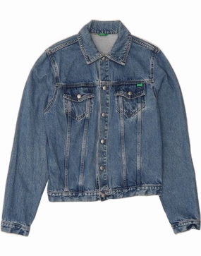 Condition Outdoor Fashion BENETTON Boys Denim Jacket 11-12 Years XL Blue Cotton