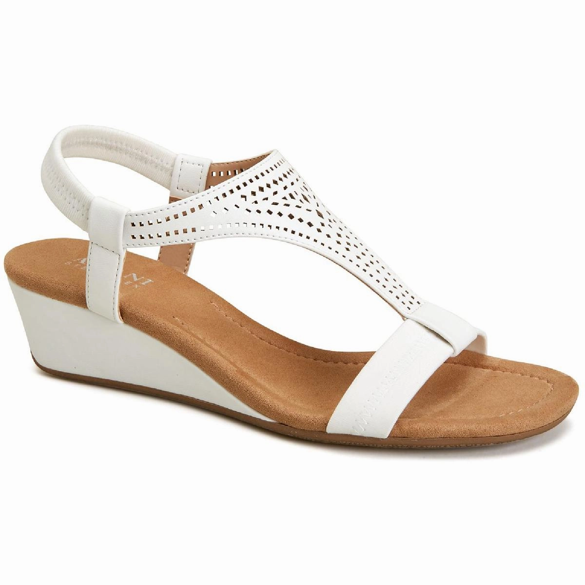 Stride Easy Match Quick Vacanzaa 2 Womens Faux Leather T-Strap Wedge Sandals