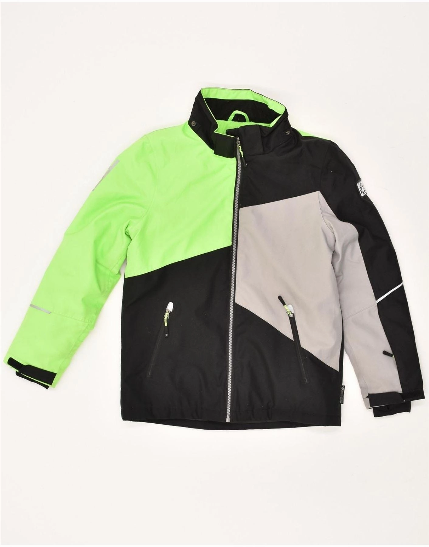 RODEO Boys Graphic Windbreaker Jacket 11-12 Years Black Colourblock Noise Free Fabric Dry Touch