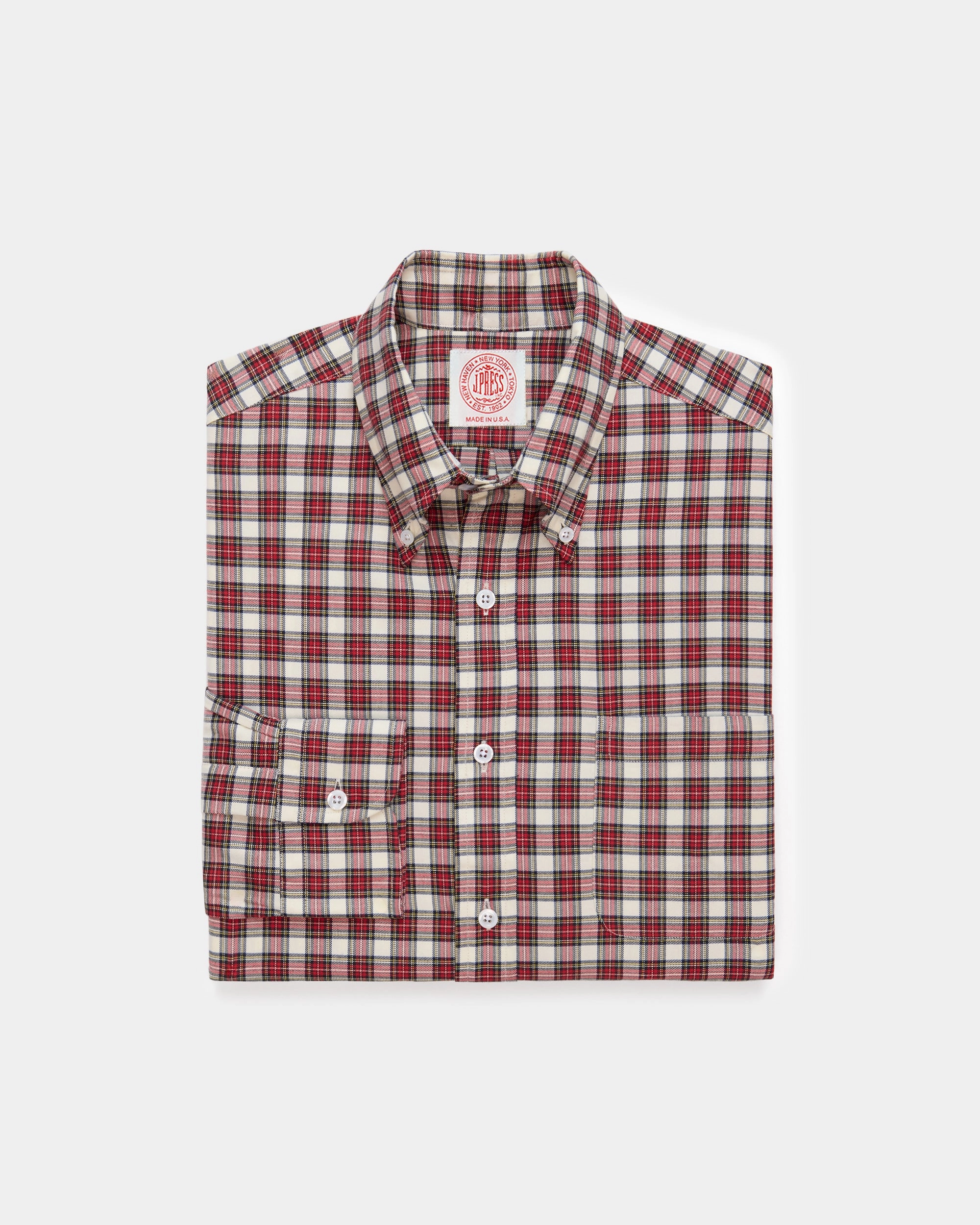 Seamless Sides Reinforced Shoulders Made-in-USA Dress Stewart Tartan Flannel Sport Shirt - Classic Fit