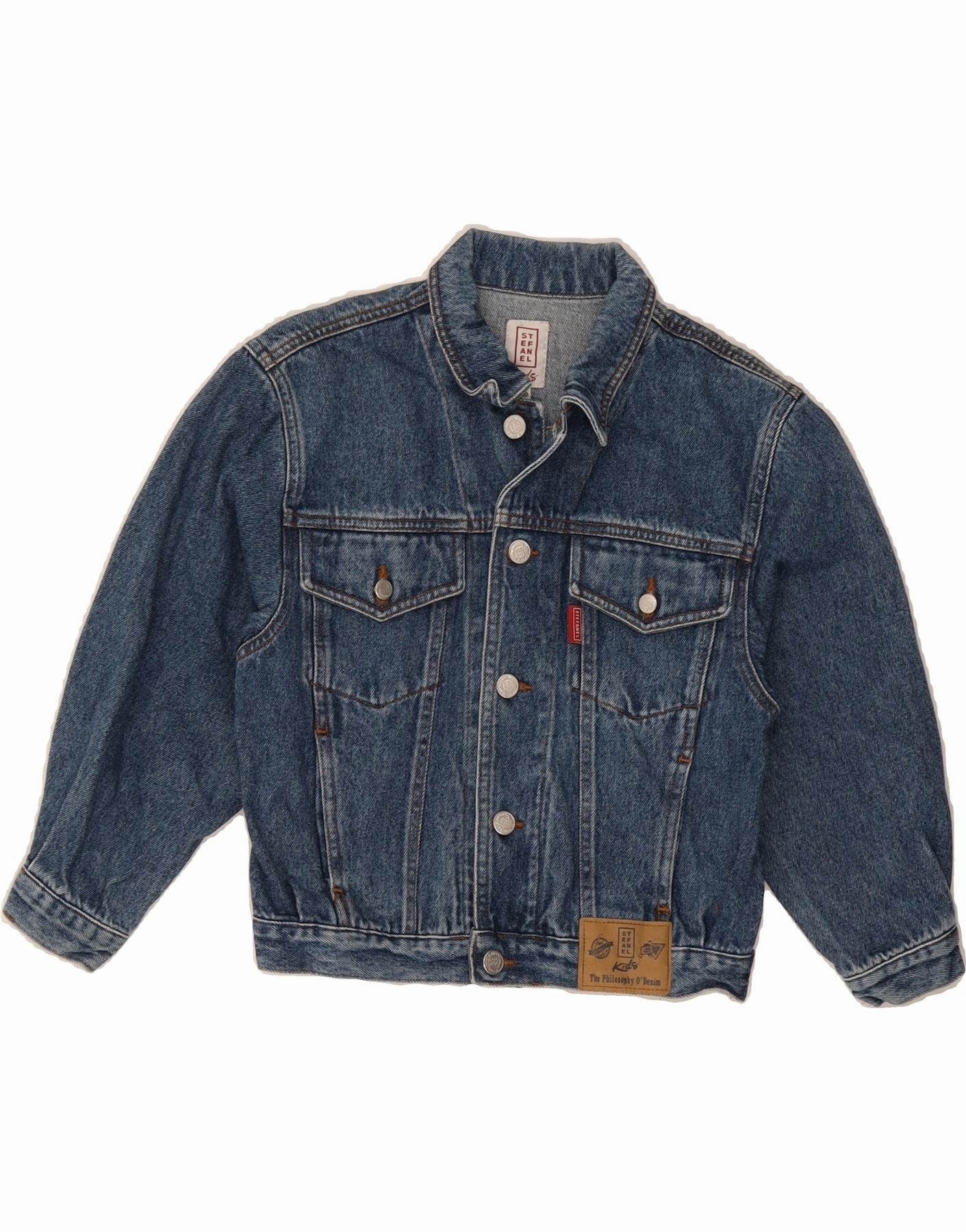 Facilitate Bold Lines STEFANEL Boys Denim Jacket 7-8 Years Blue Cotton