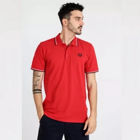 V neck Timeless casual wear VENTURI RED MEN'S POLO SHIRT
