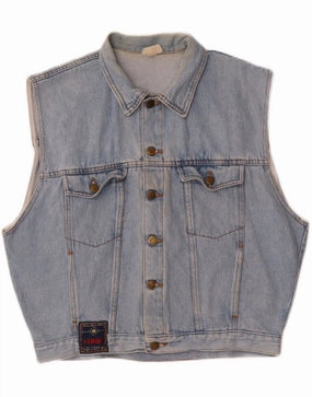 VERDE Boys Oversized Denim Gilet 13-14 Years Blue Cotton Pendant