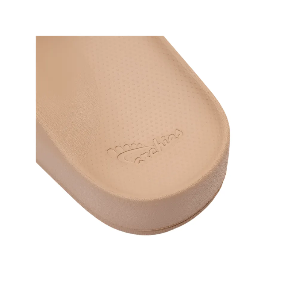 Non Chafing Tongue Archies Arch Support Slides in Tan