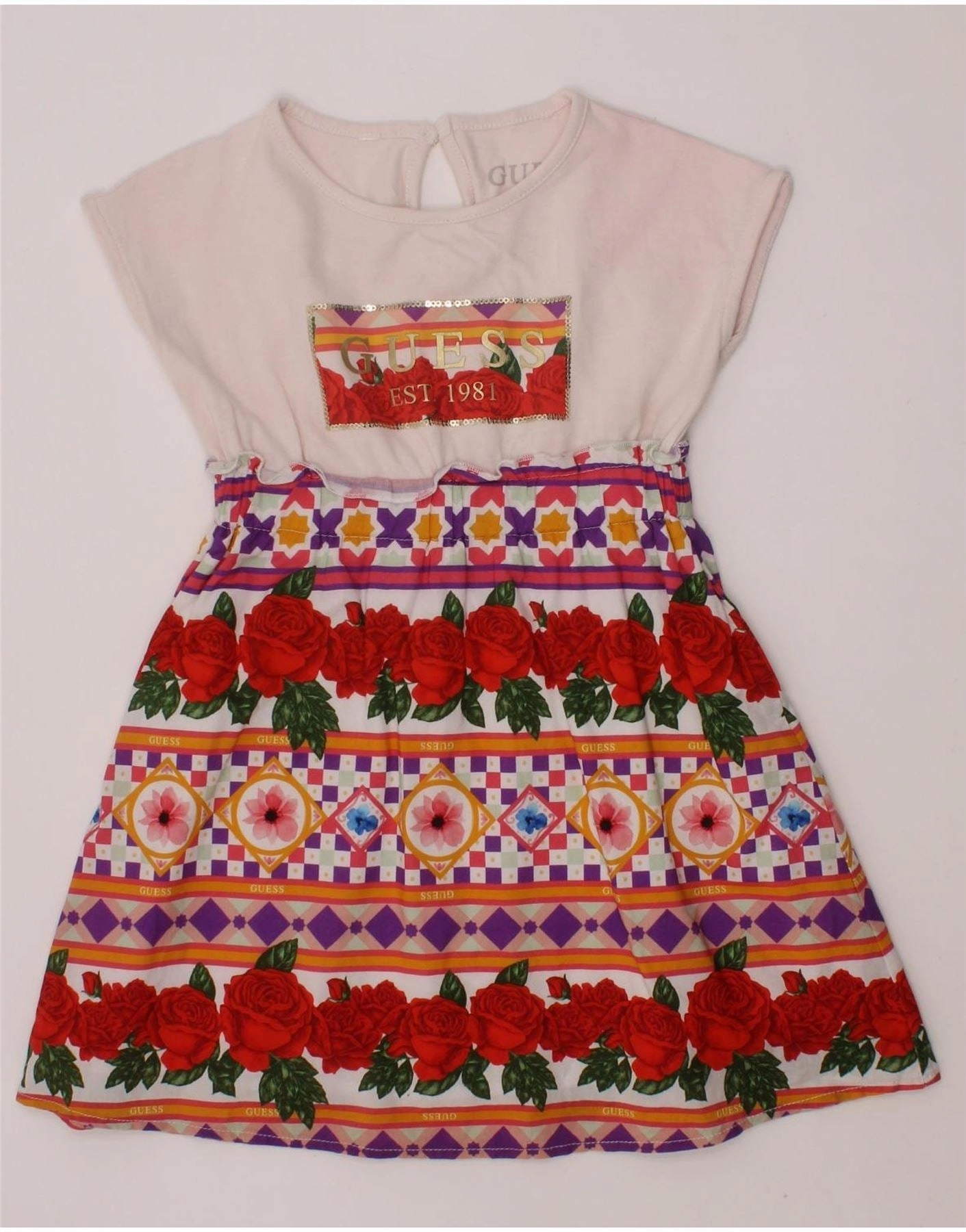 ElasticWaistband Modern Appearance GUESS Girls Graphic A-Line Dress 2-3 Years Pink Floral