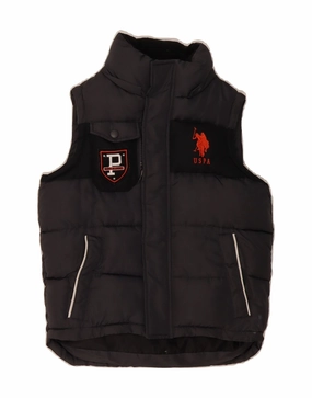 Instance Non Irritating Collar U.S. POLO ASSN. Boys Graphic Padded Gilet 7-8 Years Small Grey Colourblock