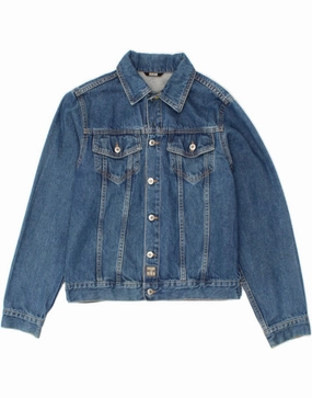 KILLER LOOP Boys Graphic Denim Jacket 9-10 Years Large Blue Cotton Standard Secure Storage Compartments