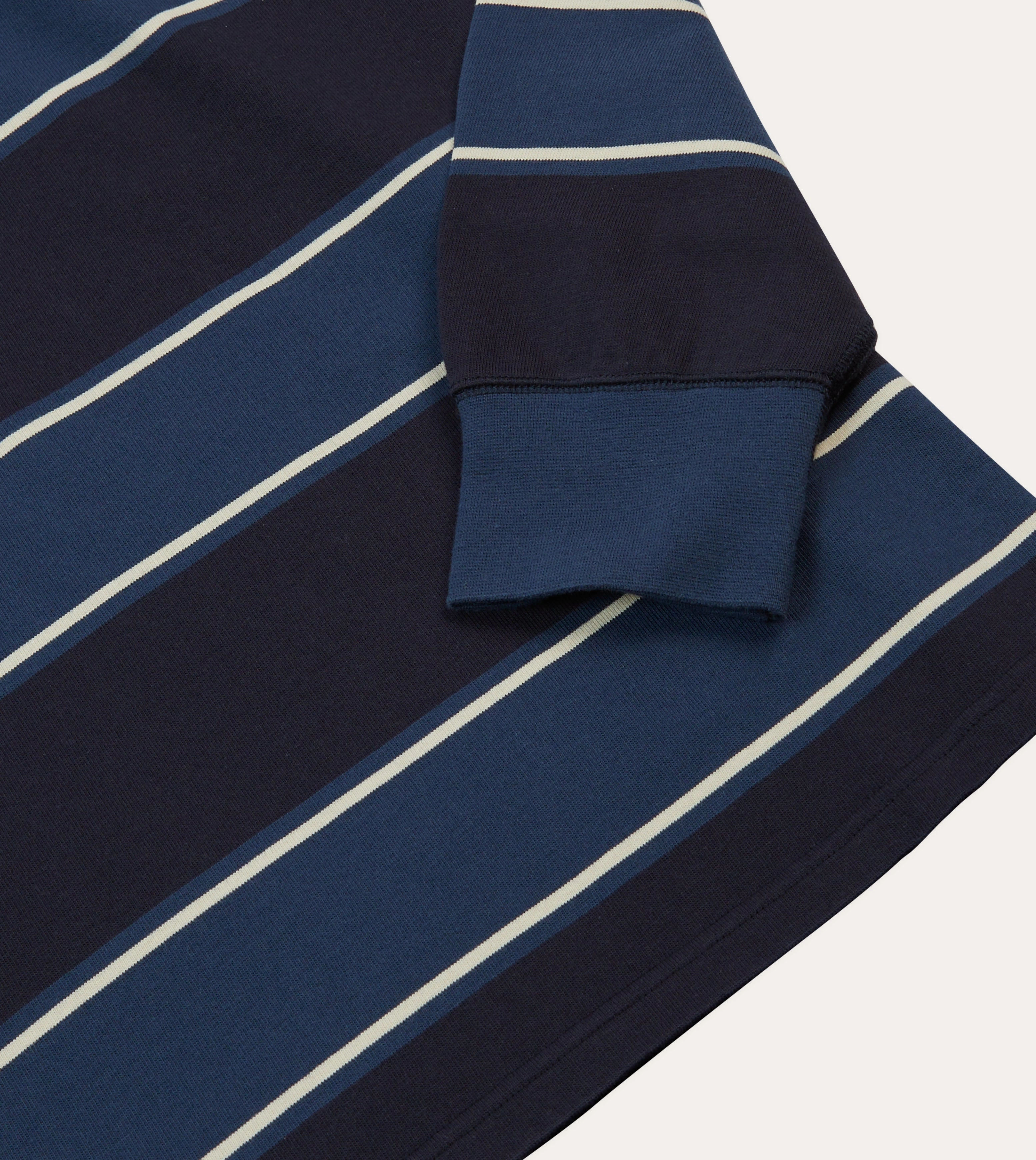 Eco Friendly Production Drake's by A. Levine Navy Stripe Cotton Quarter Zip Rugby Shirt