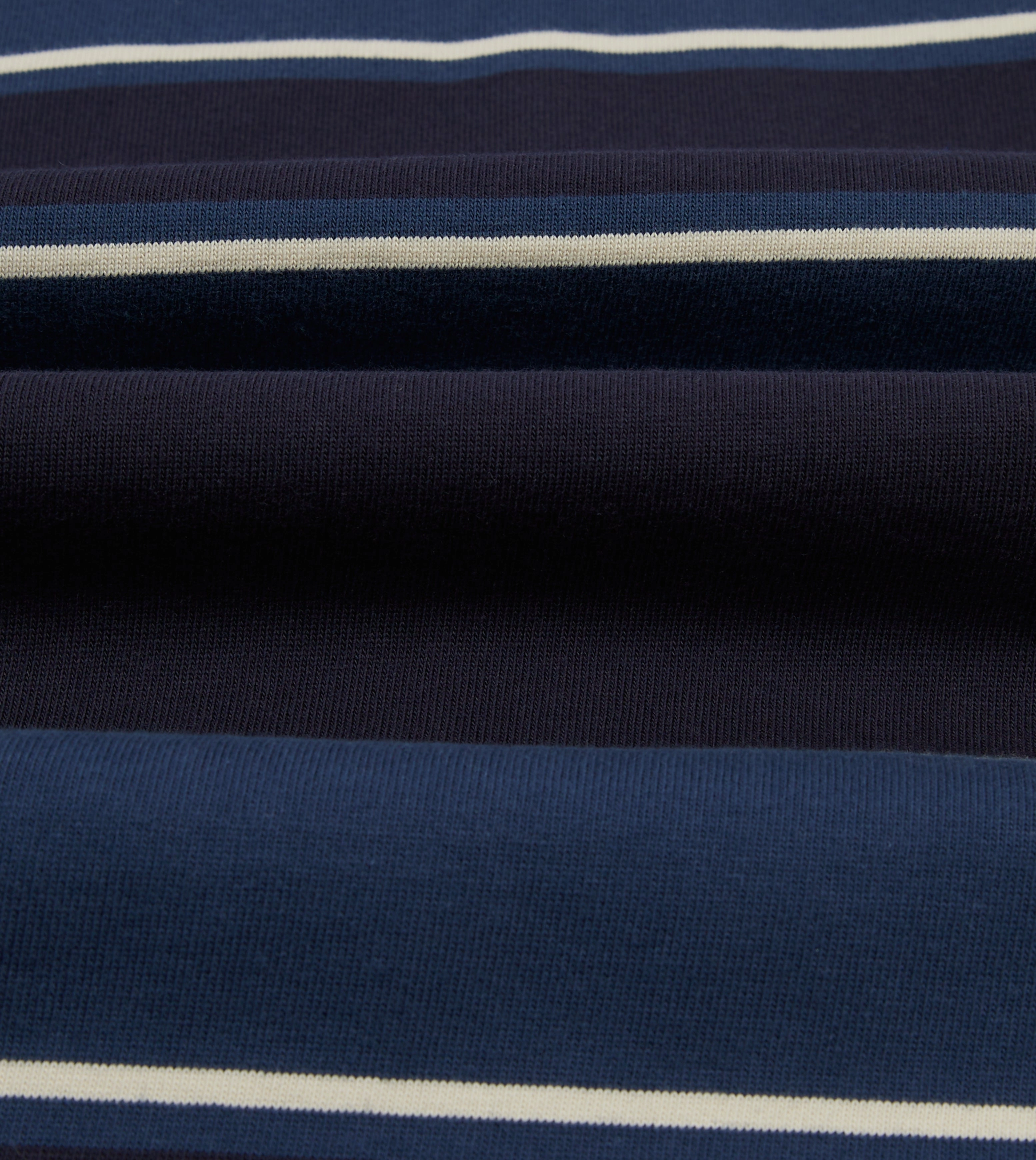 Thermoregulating Layer Drake's by A. Levine Navy Stripe Cotton Quarter Zip Rugby Shirt
