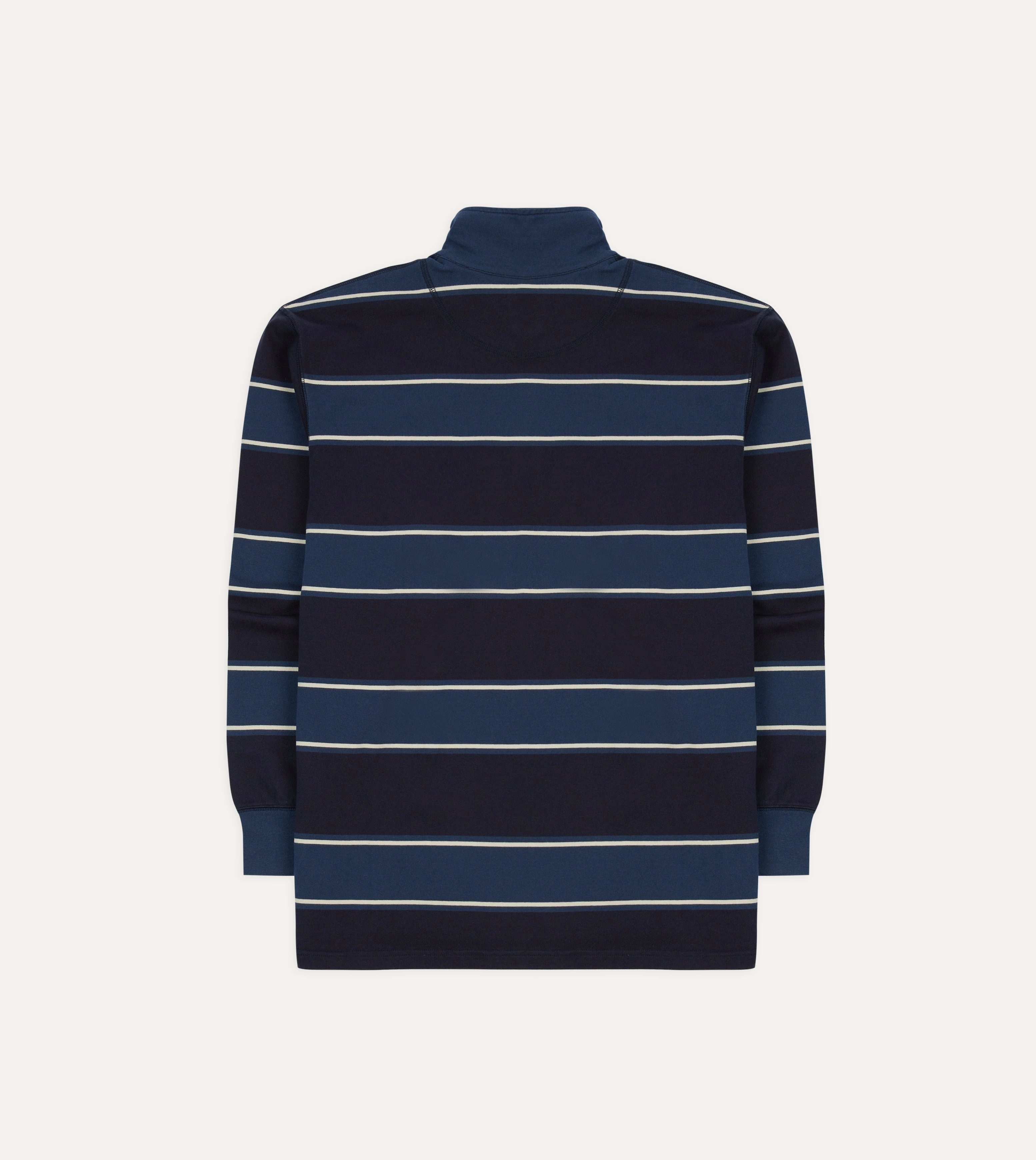 Abrasion Resistant Edging Drake's by A. Levine Navy Stripe Cotton Quarter Zip Rugby Shirt