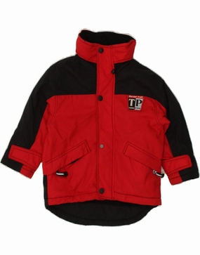 THINK PINK Boys Graphic Hooded Windbreaker Coat 3-4 Years Red Colourblock Model