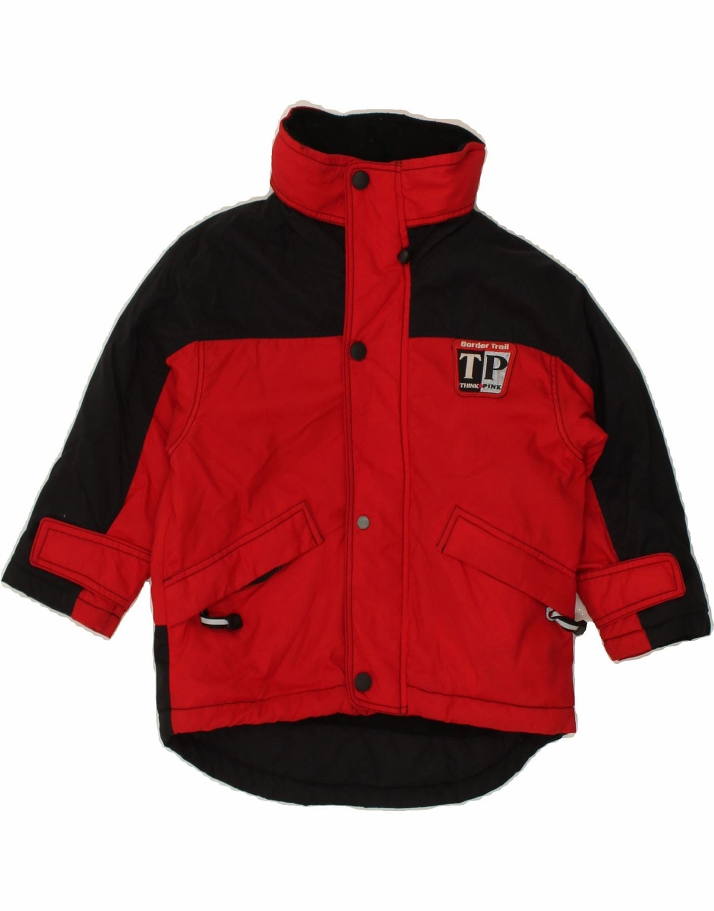 THINK PINK Boys Graphic Hooded Windbreaker Coat 3-4 Years Red Colourblock Model